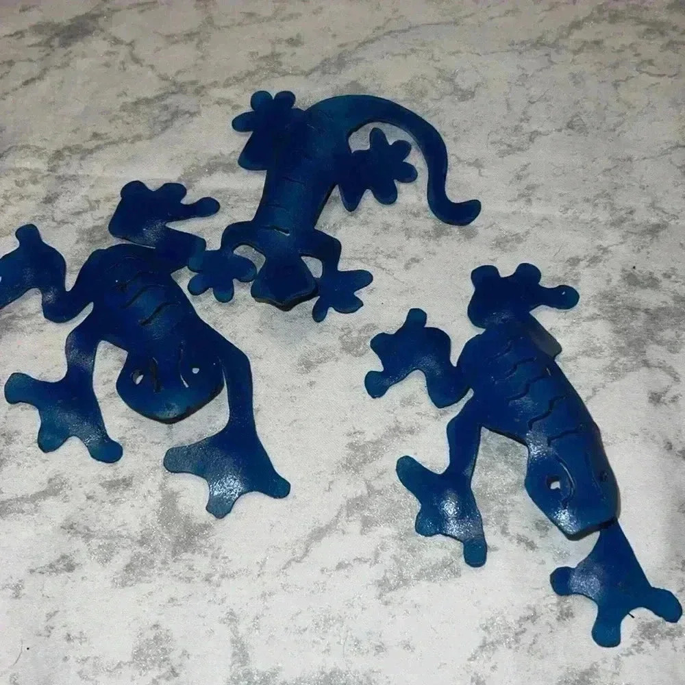 Metal Gecko Decor Set Of 3